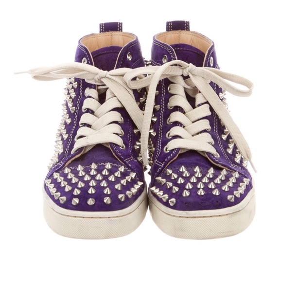 Christian Louboutin Shoes - Christian Louboutin Purple Suede Spike Sneakers